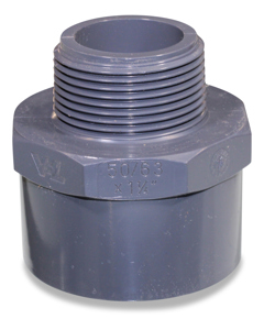 Adapter nipple 50/63x1 1/4m    PVC with hexagon